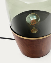 Load image into Gallery viewer, Silex table lamp made of walnut veneer and green glass UK adapter - image 5