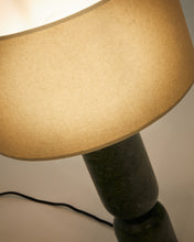 Load image into Gallery viewer, Vex table lamp in green marble with a grey linen shade UK adapter