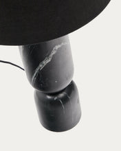 Load image into Gallery viewer, Vex table lamp in black marble with a black linen shade UK adapter - image 2