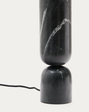 Load image into Gallery viewer, Vex table lamp in black marble with a black linen shade UK adapter - image 3