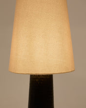 Load image into Gallery viewer, Senni table lamp with a metal base in a black painted finish UK adapter