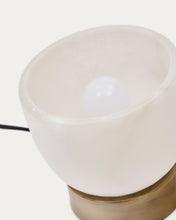 Load image into Gallery viewer, Shenli table lamp in alabaster and metal with a brass finish UK adapter - image 5