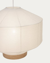 Load image into Gallery viewer, Hila ceiling lamp screen in white paper with natural wood veneer Ø 80 cm - image 5