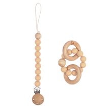 Load image into Gallery viewer, Epiphany dummy and teething ring set in beige silicone and wood