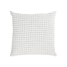 Load image into Gallery viewer, Maialen 100% linen cushion cover with white squares and black grid 45 x 45 cm