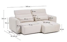 Load image into Gallery viewer, Lares sofa with motorised seats &amp; reclining headrest - Beige Chenille
