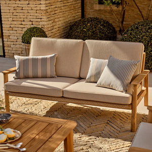 Kew Teak 2 Seater Sofa with Natural Cushions