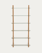Load image into Gallery viewer, Sitra modular shelf, 6 glass shelves and FSC Mix Credit solid oak wood, 90 cm - image 3
