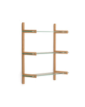 Load image into Gallery viewer, Sitra modular shelf, 3 glass shelves and FSC Mix Credit solid oak wood, 90 cm - image 2