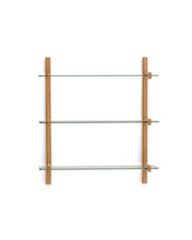 Load image into Gallery viewer, Sitra modular shelf, 3 glass shelves and FSC Mix Credit solid oak wood, 90 cm - image 4