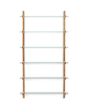 Load image into Gallery viewer, Sitra modular shelf, 6 glass shelves and FSC Mix Credit solid oak wood, 110 cm - image 2
