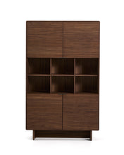 Load image into Gallery viewer, Norlen 4-door tall sideboard in walnut veneer FSC Mix Credit 100 x 163cm