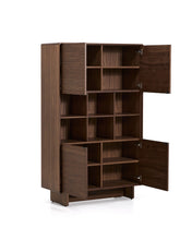 Load image into Gallery viewer, Norlen 4-door tall sideboard in walnut veneer FSC Mix Credit 100 x 163cm - image 4
