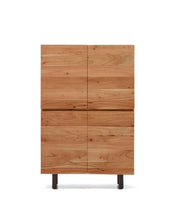 Load image into Gallery viewer, Uxue 4-door tall sideboard in solid acacia wood with bleached finish and black steel 100 x 155cm