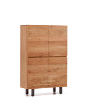 Load image into Gallery viewer, Uxue 4-door tall sideboard in solid acacia wood with bleached finish and black steel 100 x 155cm - image 3