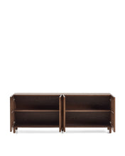 Load image into Gallery viewer, Beyla sideboard with 4 doors in ash veneer and solid ash wood with walnut-tone finish 180 x 71.5 cm FSC 100% - image 3