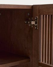 Load image into Gallery viewer, Beyla sideboard with 4 doors in ash veneer and solid ash wood with walnut-tone finish 180 x 71.5 cm FSC 100% - image 9