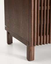 Load image into Gallery viewer, Beyla TV stand with 2 doors in ash veneer and solid ash wood with walnut-tone finish 180 x 49.5 cm FSC 100% - image 11