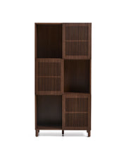Load image into Gallery viewer, Beyla shelf unit in ash veneer and solid ash wood with walnut finish 84.5 x 170cm FSC 100% - image 2