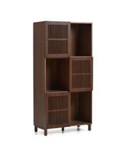 Load image into Gallery viewer, Beyla shelf unit in ash veneer and solid ash wood with walnut finish 84.5 x 170cm FSC 100% - image 3
