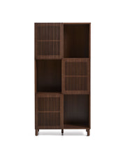 Load image into Gallery viewer, Beyla shelf unit in ash veneer and solid ash wood with walnut finish 84.5 x 170cm FSC 100% - image 4