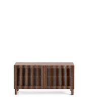 Load image into Gallery viewer, Beyla shoe cabinet with 2 doors in ash veneer and solid ash wood with walnut-tone finish 98.5 cm FSC 100% - image 2
