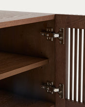 Load image into Gallery viewer, Beyla shoe cabinet with 2 doors in ash veneer and solid ash wood with walnut-tone finish 98.5 cm FSC 100% - image 9