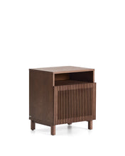 Load image into Gallery viewer, Beyla bedside table in ash veneer and solid ash wood with walnut finish 53 x 62.5cm FSC 100%