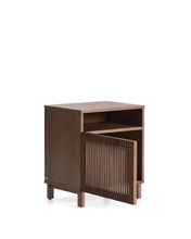 Load image into Gallery viewer, Beyla bedside table in ash veneer and solid ash wood with walnut finish 53 x 62.5cm FSC 100% - image 3