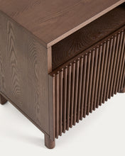 Load image into Gallery viewer, Beyla bedside table in ash veneer and solid ash wood with walnut finish 53 x 62.5cm FSC 100% - image 7
