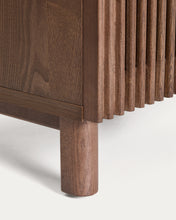 Load image into Gallery viewer, Beyla bedside table in ash veneer and solid ash wood with walnut finish 53 x 62.5cm FSC 100% - image 11