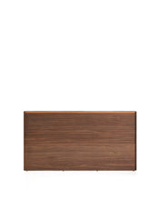 Load image into Gallery viewer, Norlen headboard in walnut veneer with dark finish and LED light for a bed up to 160 cm FSC Mix Credit UK adapter - image 2