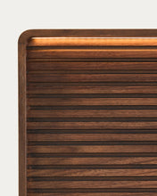 Load image into Gallery viewer, Norlen headboard in walnut veneer with dark finish and LED light for a bed up to 180 cm FSC Mix Credit UK adapter - image 7