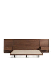 Load image into Gallery viewer, Norlen bed with 2 bedside tables in walnut veneer with dark finish and LED light for 180 x 200 cm mattress FSC Mix Credit UK adapter - image 8