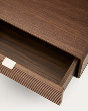 Load image into Gallery viewer, Norlen bed with 2 bedside tables in walnut veneer with dark finish and LED light for 180 x 200 cm mattress FSC Mix Credit UK adapter - image 11