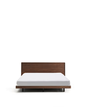 Load image into Gallery viewer, Norlen bed walnut veneer with dark finish and LED light for 180 x 200 cm mattress FSC Mix Credit UK adapter