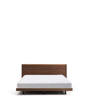 Load image into Gallery viewer, Norlen bed walnut veneer with dark finish and LED light for 180 x 200 cm mattress FSC Mix Credit UK adapter - image 2