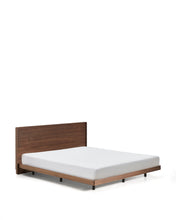 Load image into Gallery viewer, Norlen bed walnut veneer with dark finish and LED light for 180 x 200 cm mattress FSC Mix Credit UK adapter - image 3