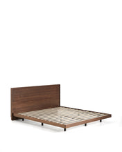 Load image into Gallery viewer, Norlen bed walnut veneer with dark finish and LED light for 180 x 200 cm mattress FSC Mix Credit UK adapter - image 4