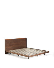 Load image into Gallery viewer, Norlen bed walnut veneer with dark finish and LED light for 180 x 200 cm mattress FSC Mix Credit UK adapter - image 7