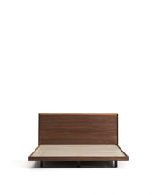 Load image into Gallery viewer, Norlen bed walnut veneer with dark finish and LED light for 180 x 200 cm mattress FSC Mix Credit UK adapter - image 8