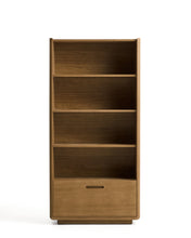 Load image into Gallery viewer, Arelida shelving unit made of oak veneer and solid oak wood with light brown finish 90 x 185 cm FSC Mix Credit