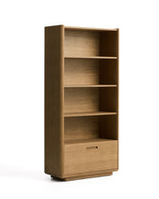 Load image into Gallery viewer, Arelida shelving unit made of oak veneer and solid oak wood with light brown finish 90 x 185 cm FSC Mix Credit - image 2