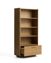 Load image into Gallery viewer, Arelida shelving unit made of oak veneer and solid oak wood with light brown finish 90 x 185 cm FSC Mix Credit - image 3