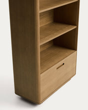 Load image into Gallery viewer, Arelida shelving unit made of oak veneer and solid oak wood with light brown finish 90 x 185 cm FSC Mix Credit - image 7