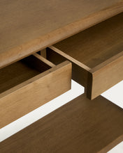 Load image into Gallery viewer, Arelida console table made of oak veneer and solid oak wood with light brown finish 112 x 80 cm FSC Mix Credit - image 6
