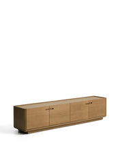 Load image into Gallery viewer, Arelida TV stand made of oak veneer and solid oak wood with light brown finish 200 x 44 cm FSC Mix Credit - image 2
