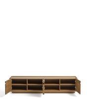 Load image into Gallery viewer, Arelida TV stand made of oak veneer and solid oak wood with light brown finish 200 x 44 cm FSC Mix Credit - image 3