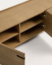 Load image into Gallery viewer, Arelida TV stand made of oak veneer and solid oak wood with light brown finish 200 x 44 cm FSC Mix Credit - image 7