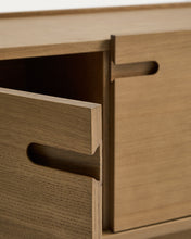 Load image into Gallery viewer, Arelida TV stand made of oak veneer and solid oak wood with light brown finish 200 x 44 cm FSC Mix Credit - image 8